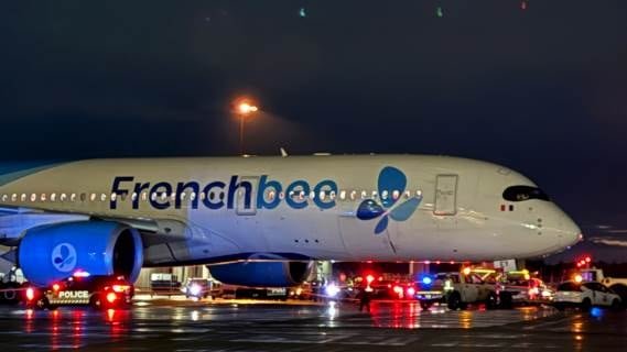 default-53 Emergency vehicles near a plane.